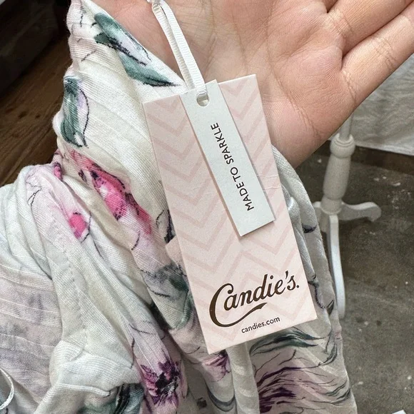 NWT Candies White and Pink Floral Blouse Size XXL - Picture 5 of 8